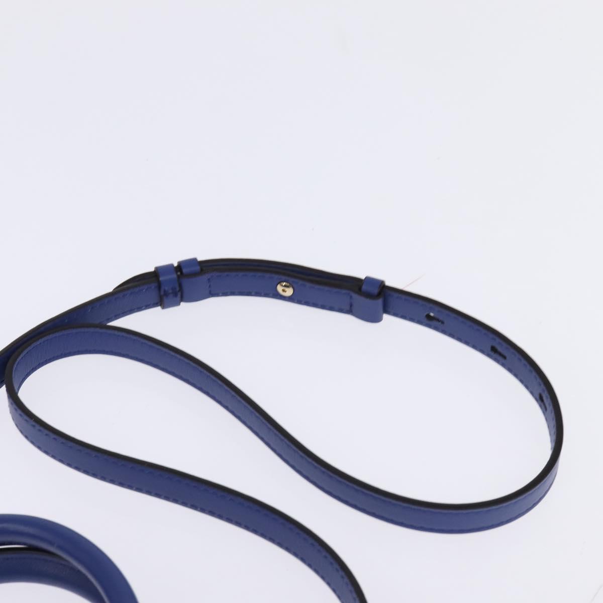 Salvatore Ferragamo Gancini Studio Hand Bag Leather 2way Blue Gold Auth 144870