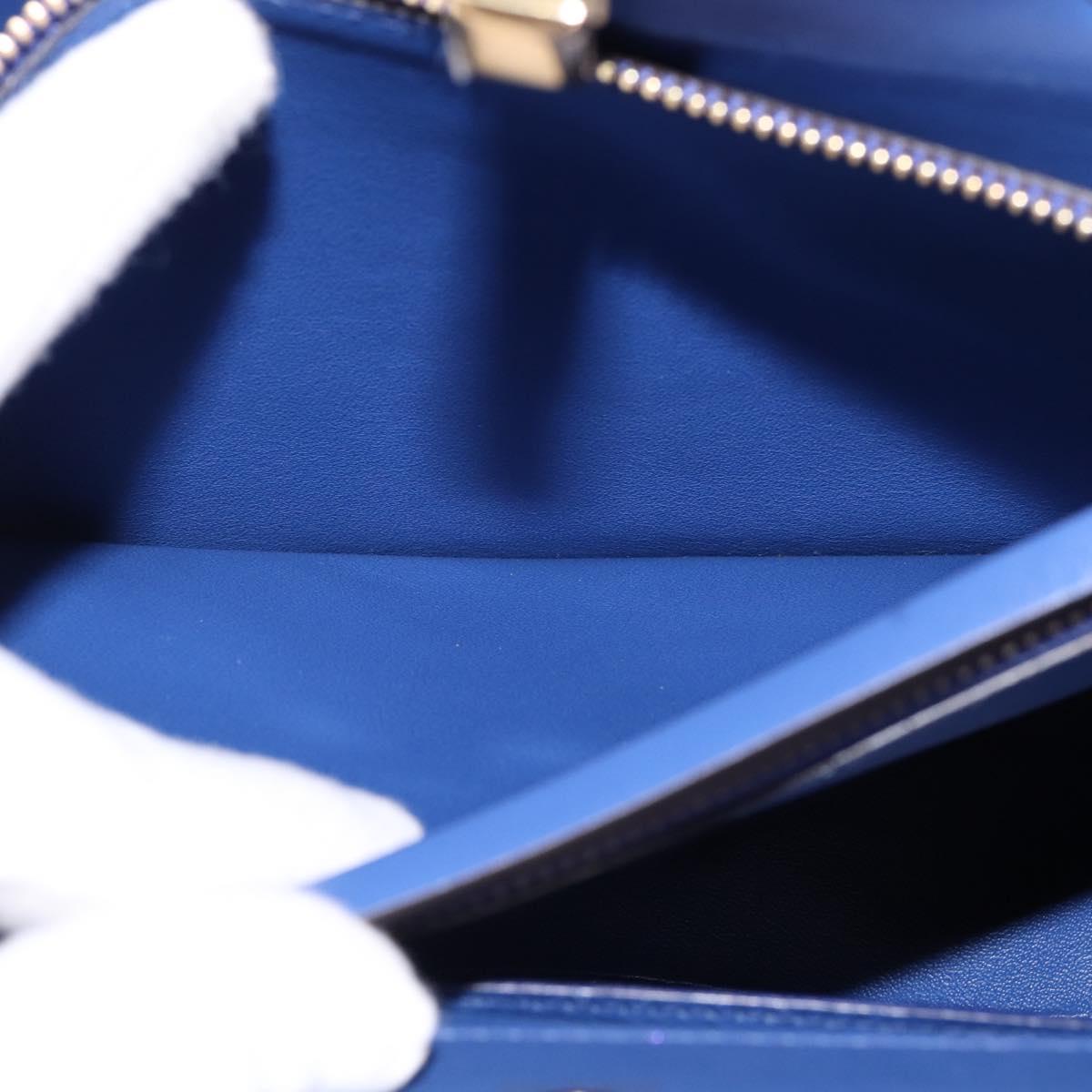 Salvatore Ferragamo Gancini Studio Hand Bag Leather 2way Blue Gold Auth 144870