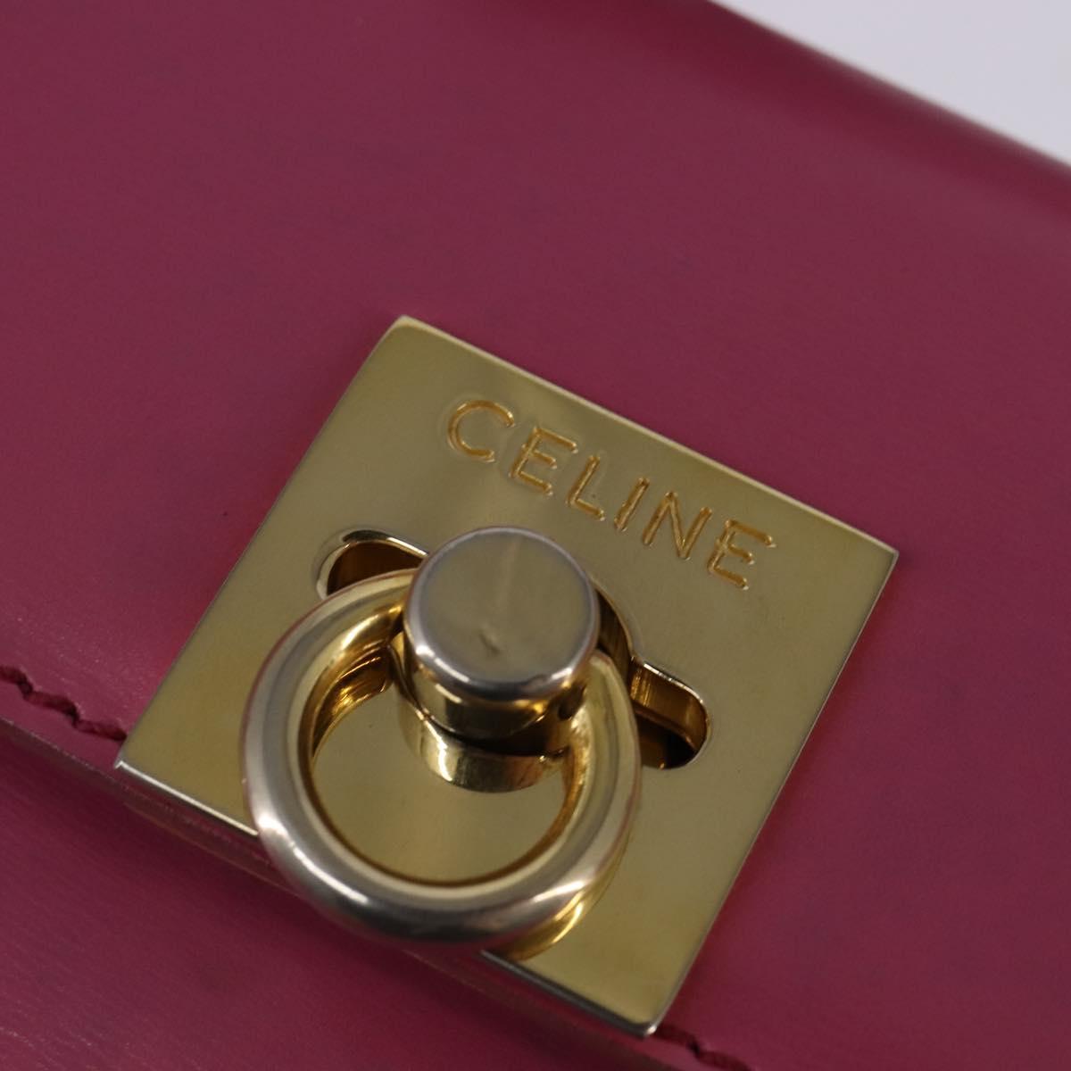 CELINE Hand Bag Leather 2way Pink Gold Auth 144871