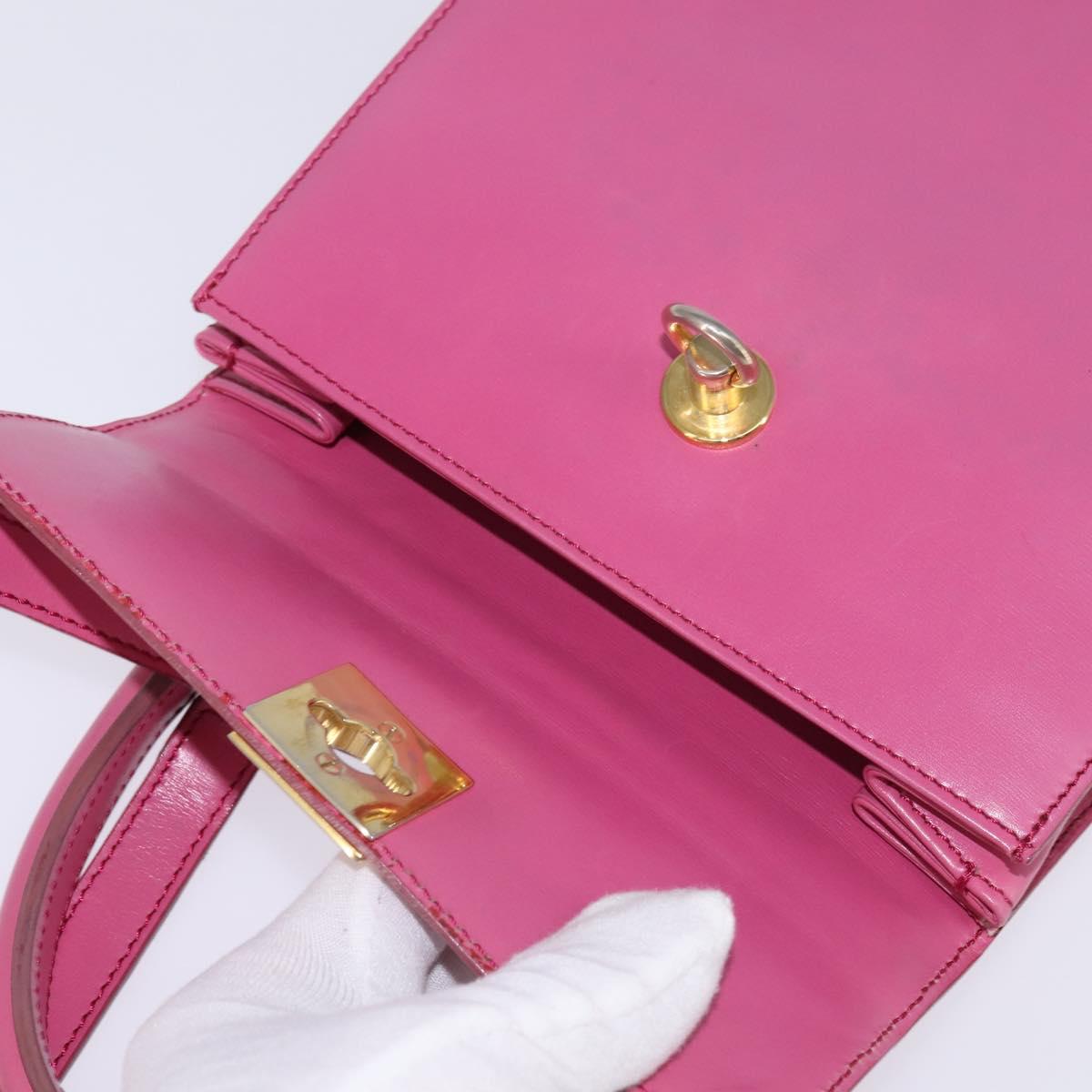 CELINE Hand Bag Leather 2way Pink Gold Auth 144871