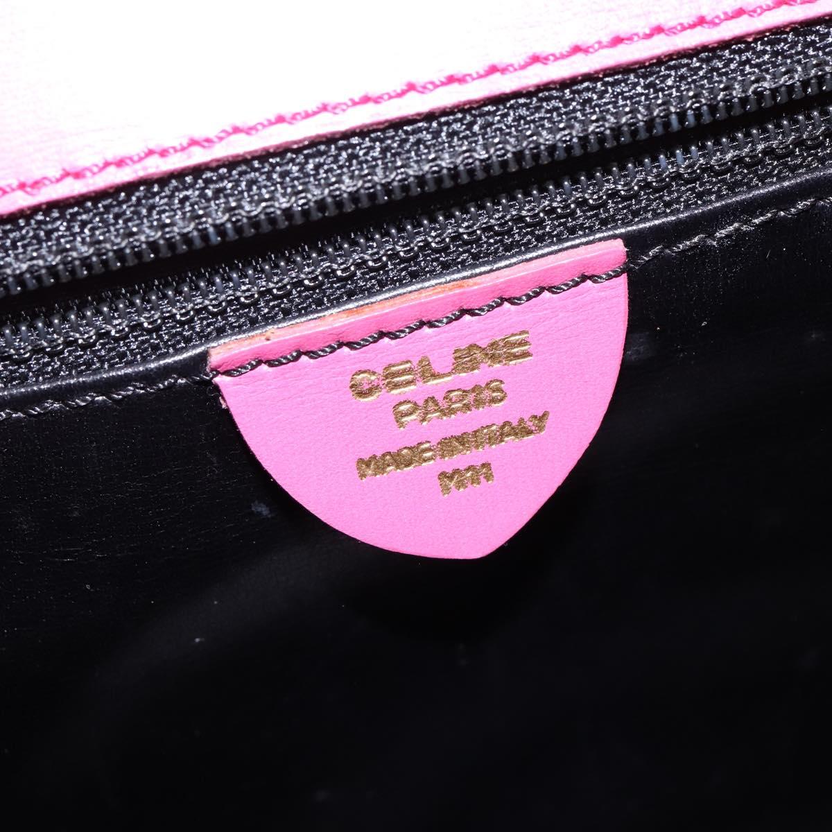 CELINE Hand Bag Leather 2way Pink Gold Auth 144871