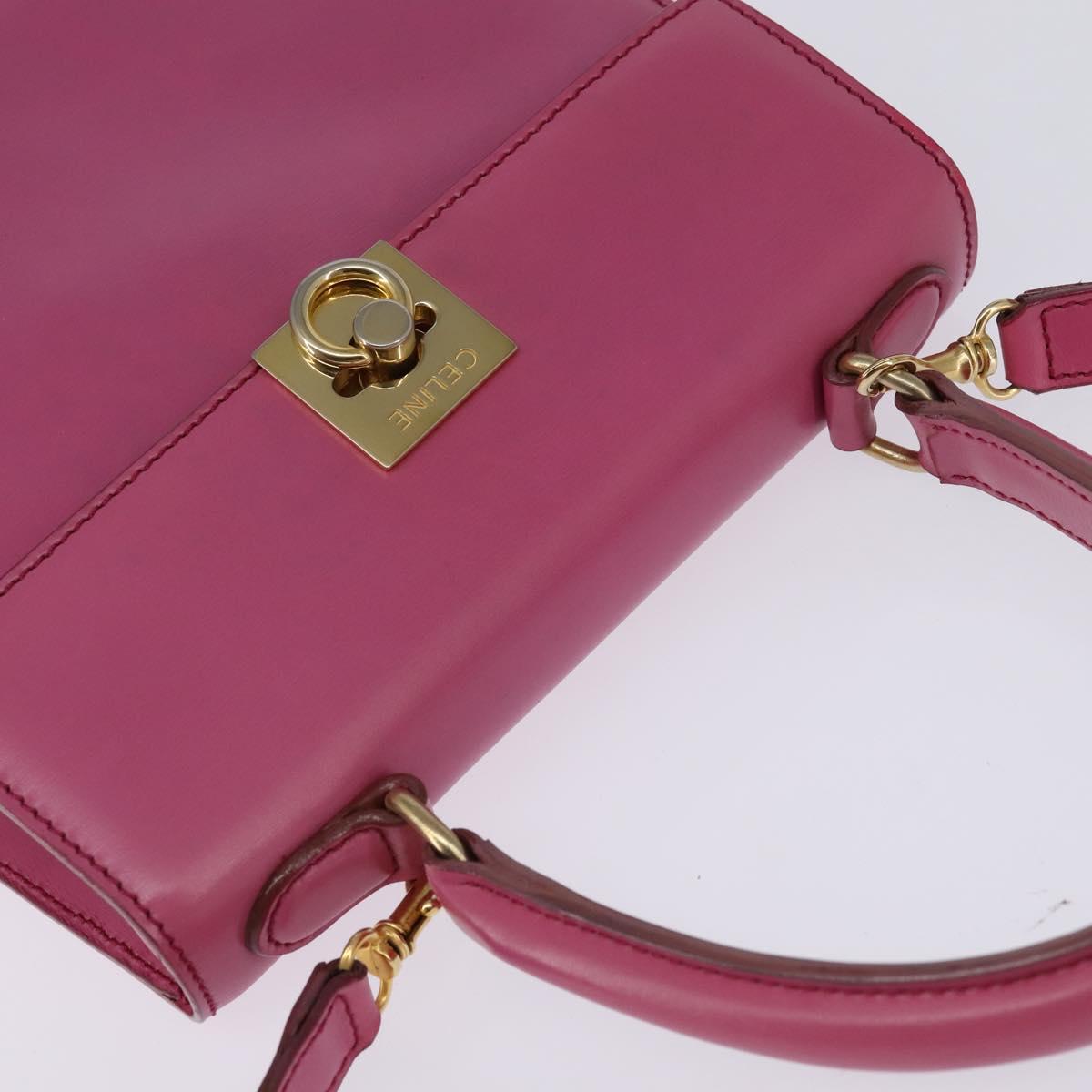 CELINE Hand Bag Leather 2way Pink Gold Auth 144871