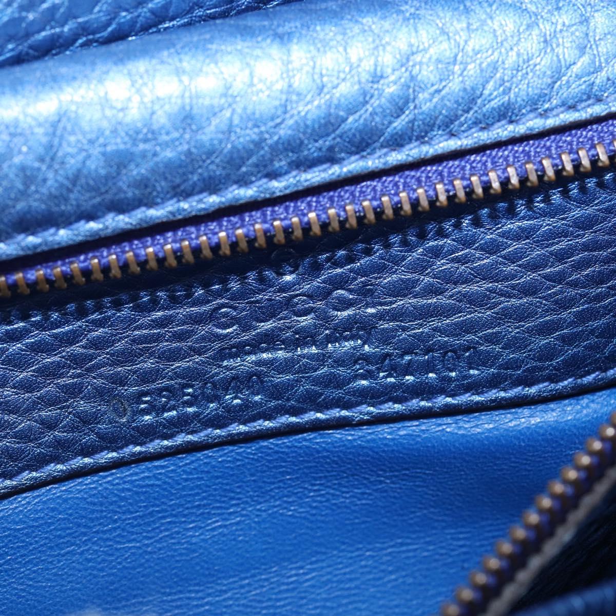 GUCCI Bamboo Shoulder Bag Leather Blue 0525040 347101 Auth 144873