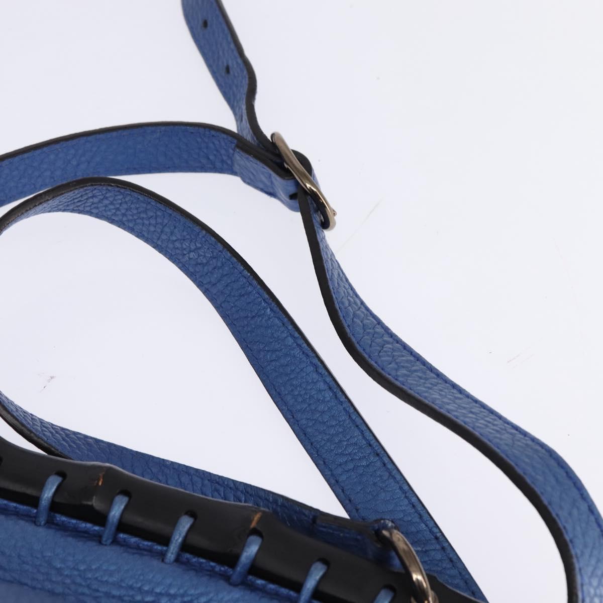 GUCCI Bamboo Shoulder Bag Leather Blue 0525040 347101 Auth 144873