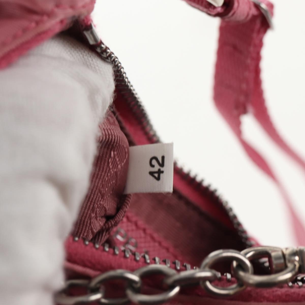 PRADA Shoulder Bag Nylon Pink Silver Auth 144876M