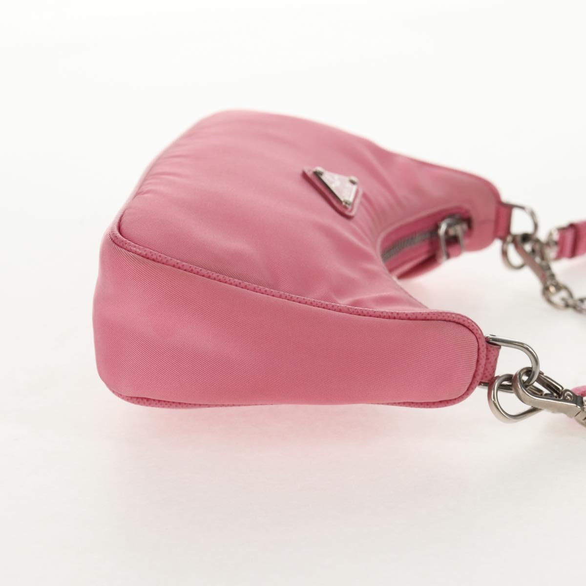 PRADA Shoulder Bag Nylon Pink Silver Auth 144876M