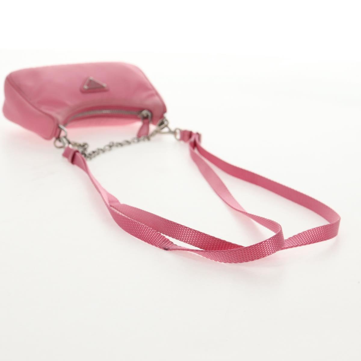 PRADA Shoulder Bag Nylon Pink Silver Auth 144876M