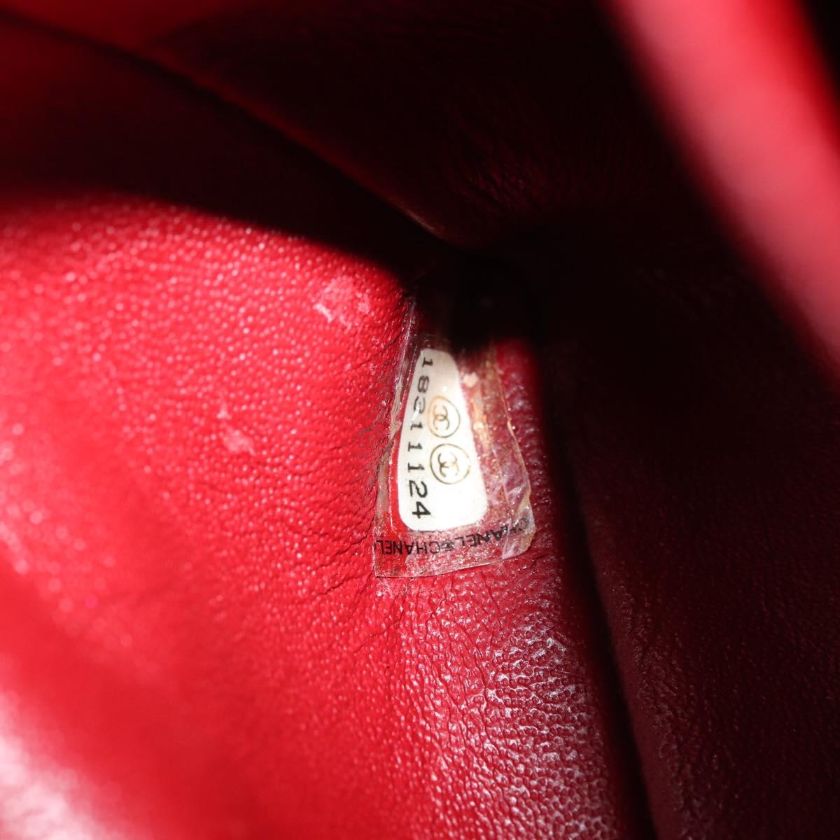 CHANEL Chain Double Flap Matelasse 25 Bag Patent leather Red Silver Auth 144878