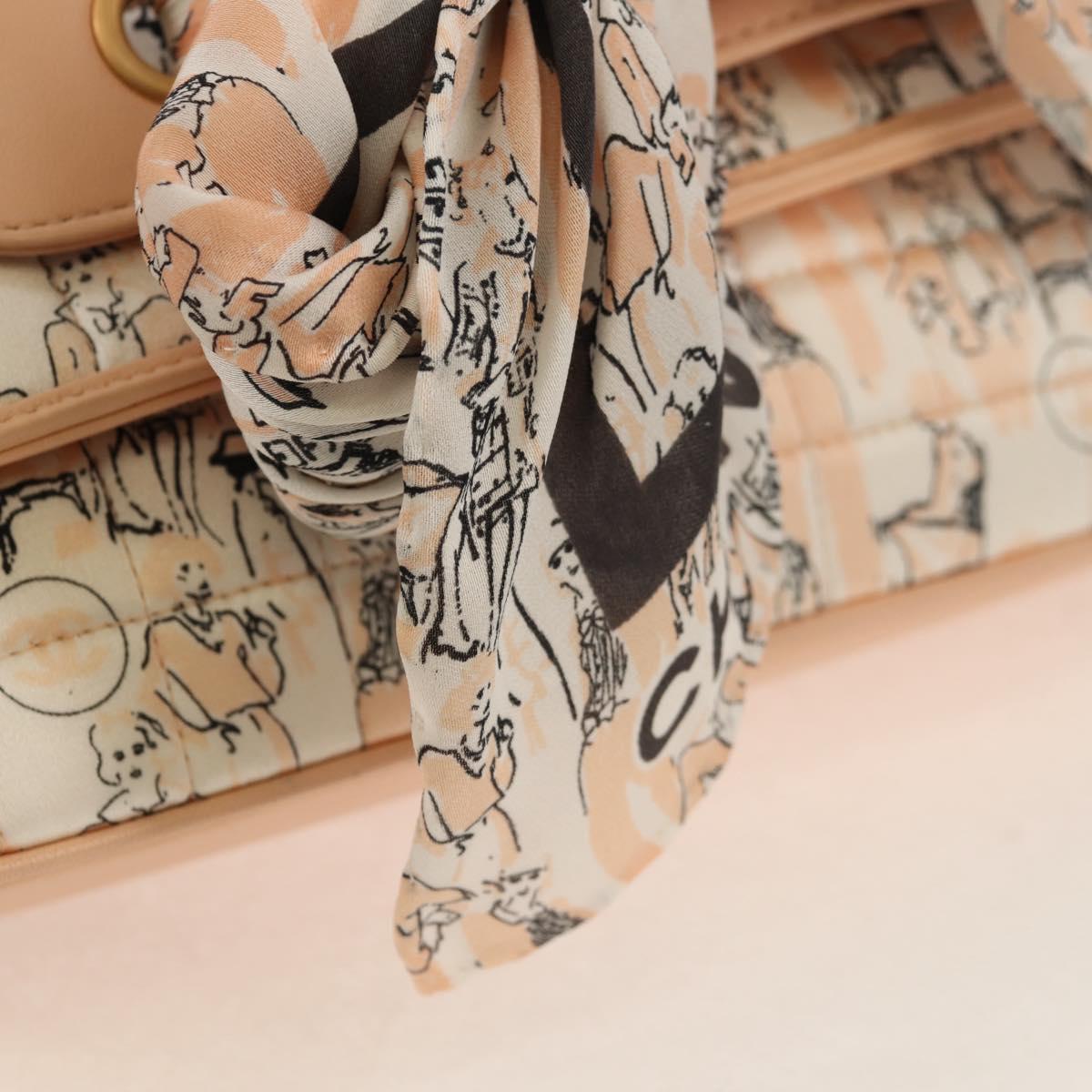 CHANEL Choco Bar Chain Shoulder Bag Silk Pink Gold CC Auth 144881SAV