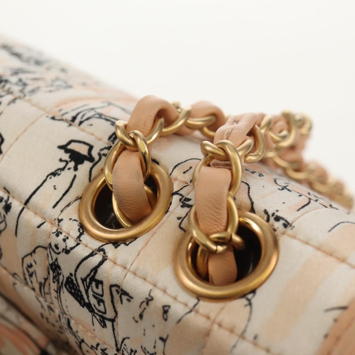 CHANEL Choco Bar Chain Shoulder Bag Silk Pink Gold CC Auth 144881SAV