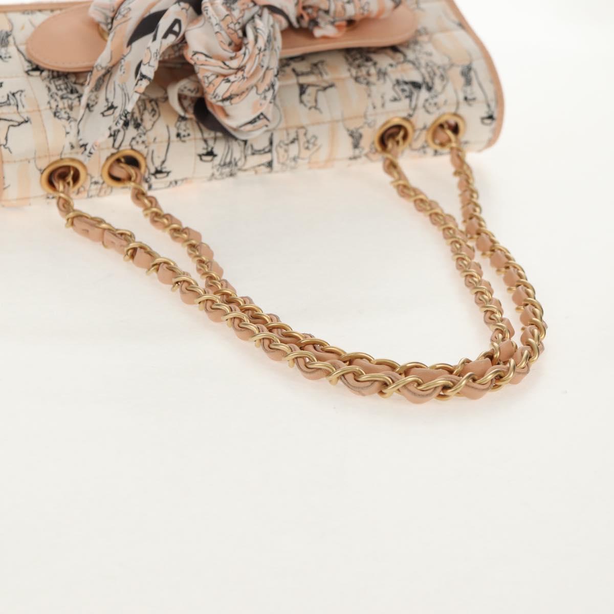 CHANEL Choco Bar Chain Shoulder Bag Silk Pink Gold CC Auth 144881SAV