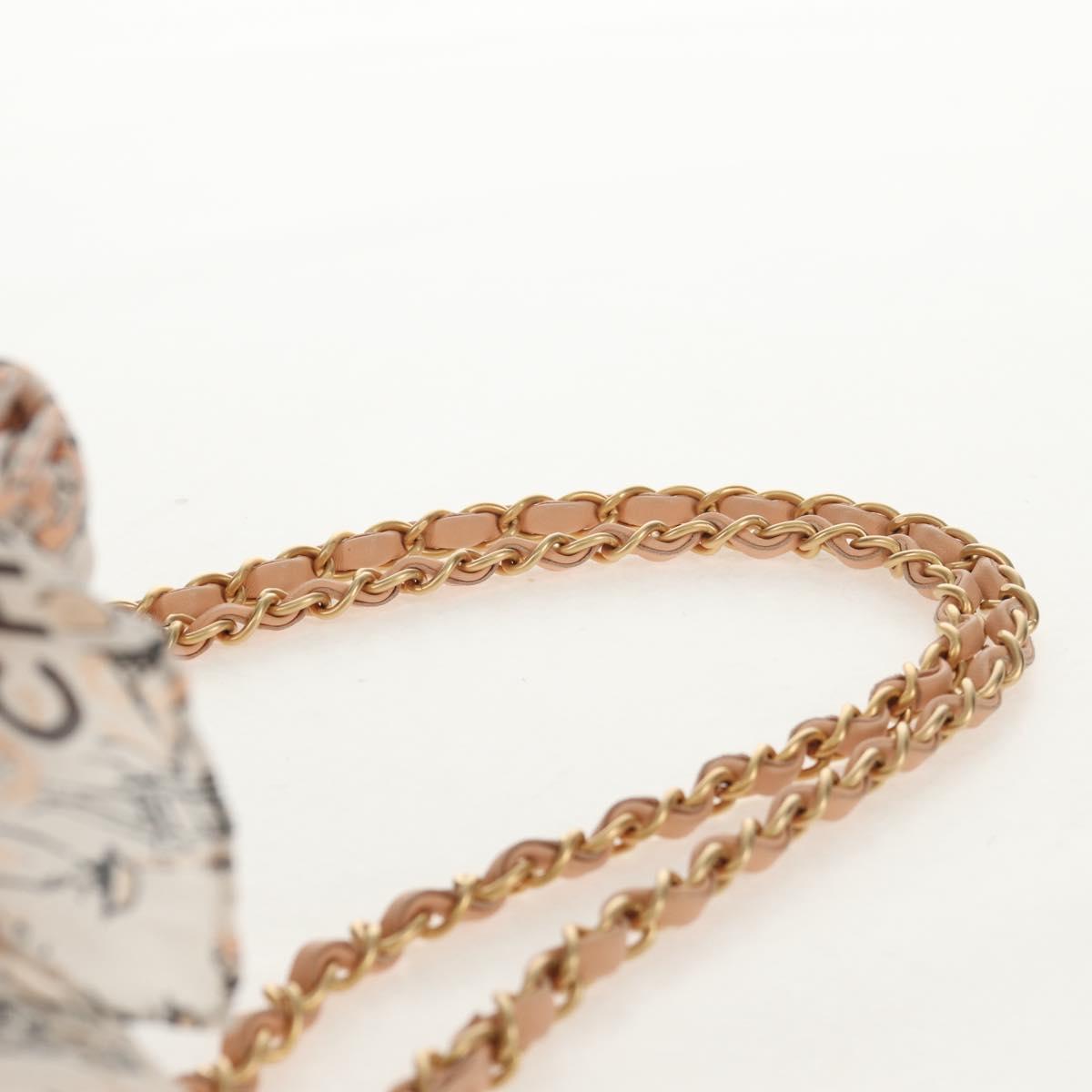 CHANEL Choco Bar Chain Shoulder Bag Silk Pink Gold CC Auth 144881SAV