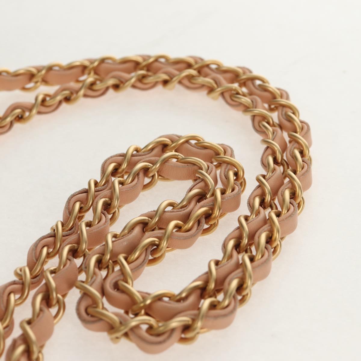 CHANEL Choco Bar Chain Shoulder Bag Silk Pink Gold CC Auth 144881SAV