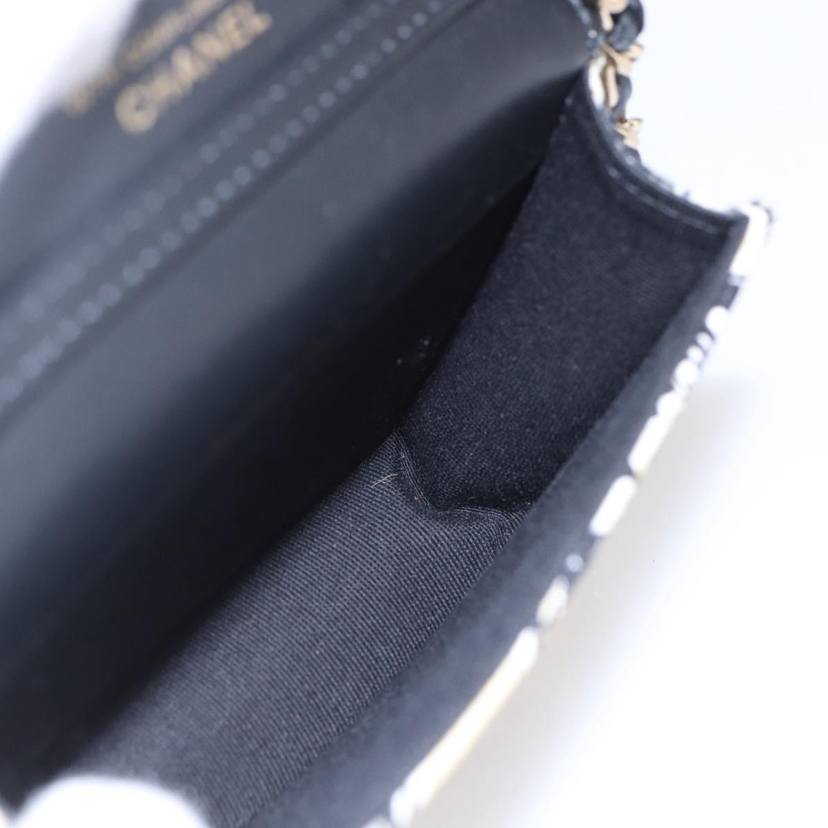 CHANEL Matelasse Checkered Flag Chain Shoulder Pouch Nylon Gold CC Auth 144883A