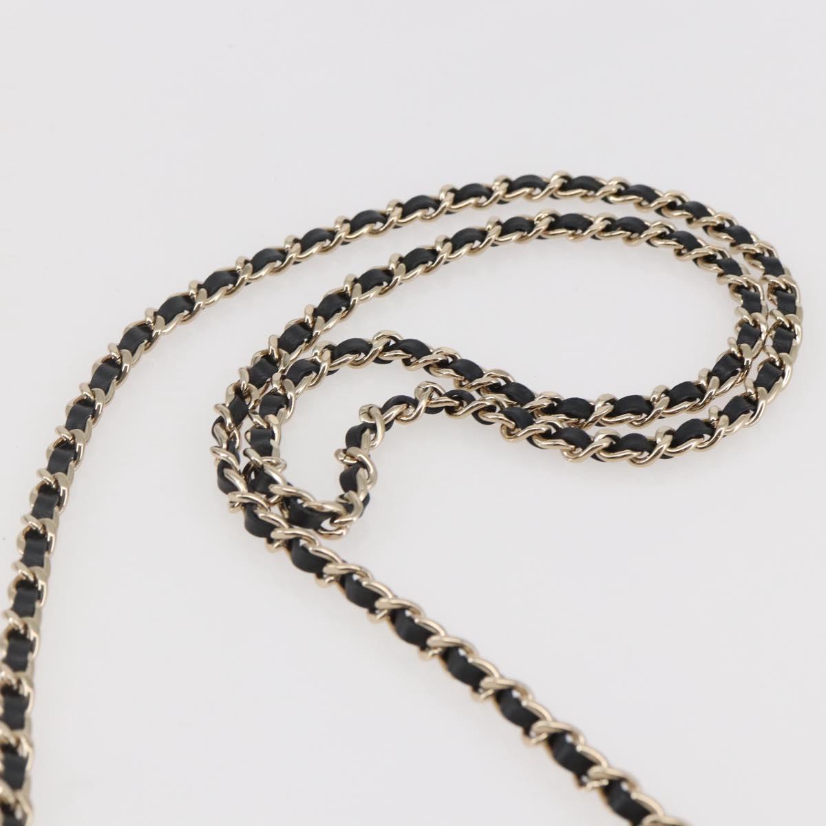 CHANEL Matelasse Checkered Flag Chain Shoulder Pouch Nylon Gold CC Auth 144883A