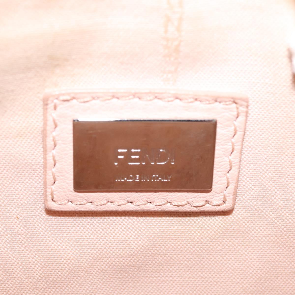 FENDI Trevaget Shoulder Bag Leather 2way Pink Silver Auth 144887