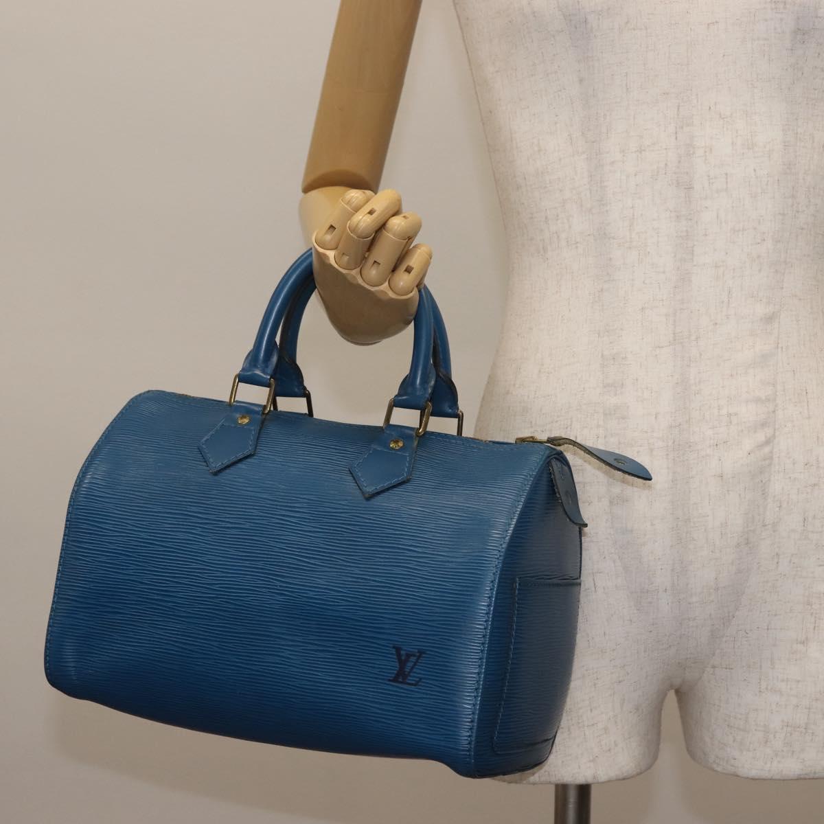 LOUIS VUITTON Epi Speedy 25 Hand Bag Toledo Blue M43015 LV Auth 144907