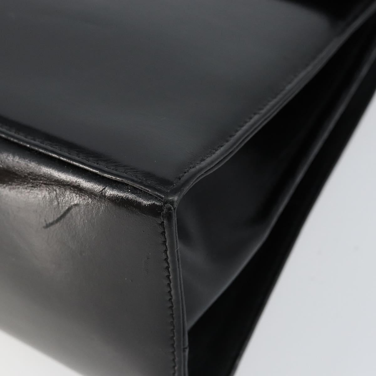 Salvatore Ferragamo Gancini Hand Bag Leather 2way Black Gold Auth 144914