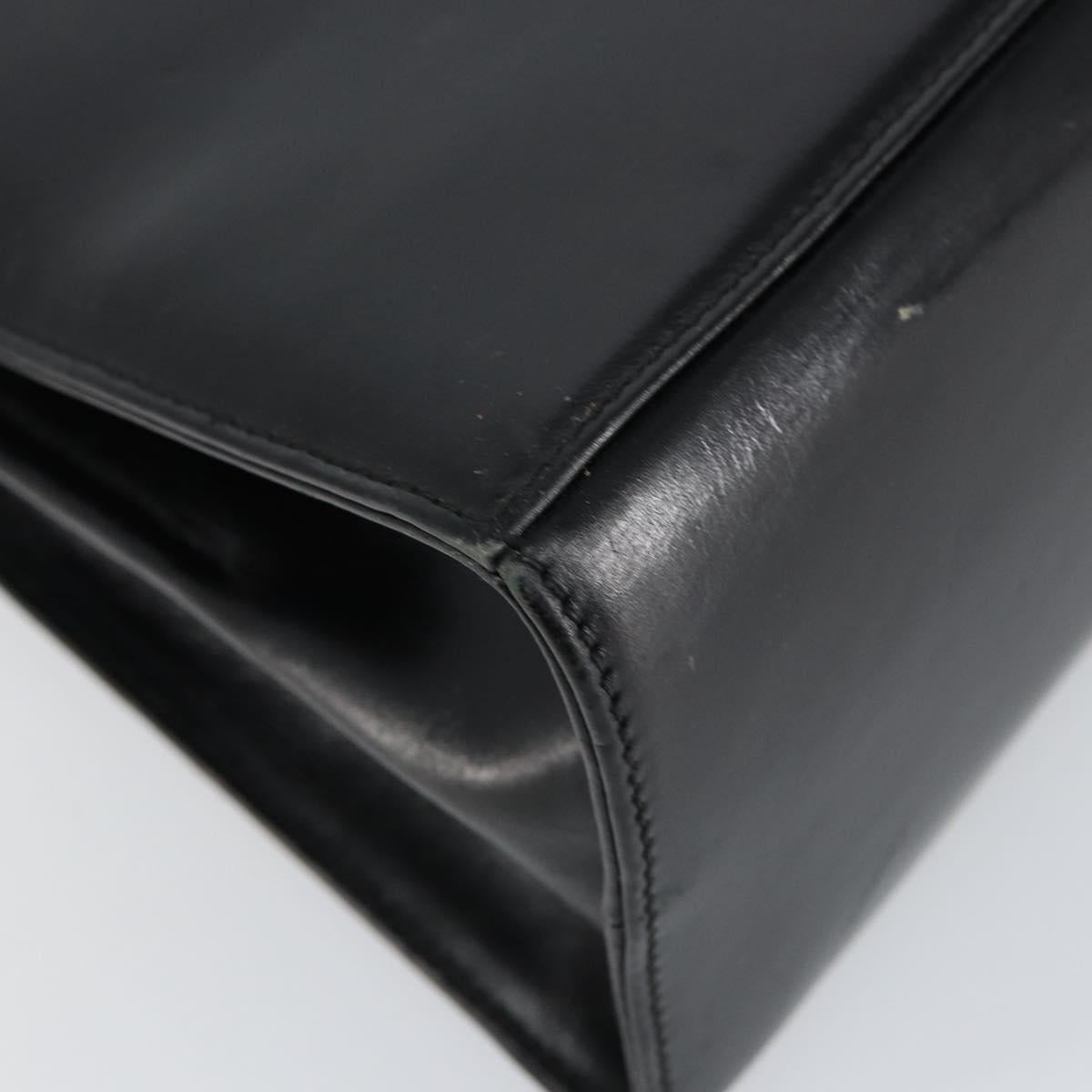 Salvatore Ferragamo Gancini Hand Bag Leather 2way Black Gold Auth 144914