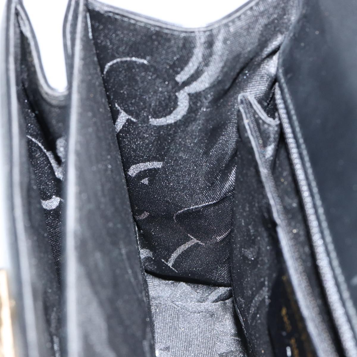 Salvatore Ferragamo Gancini Hand Bag Leather 2way Black Gold Auth 144914