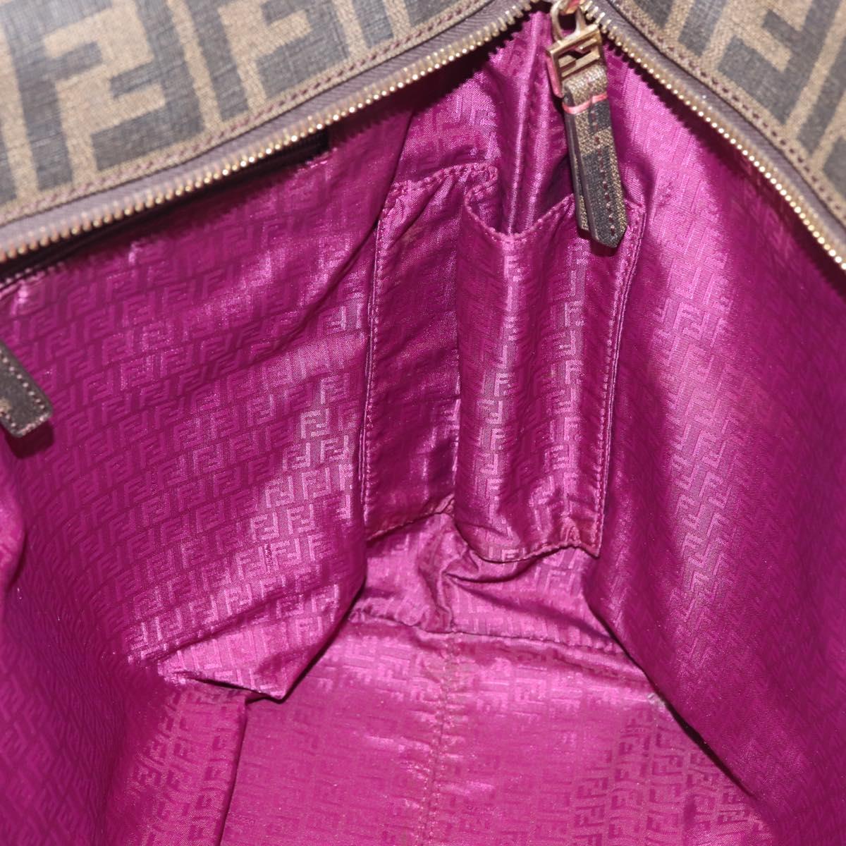 FENDI Zucca Canvas Tote Bag Black Brown Auth 144917