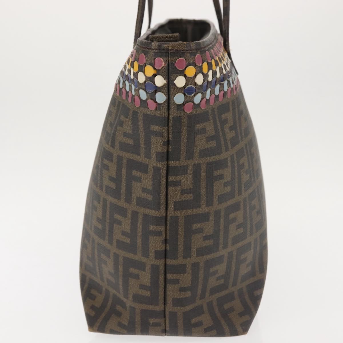 FENDI Zucca Canvas Tote Bag Black Brown Auth 144917