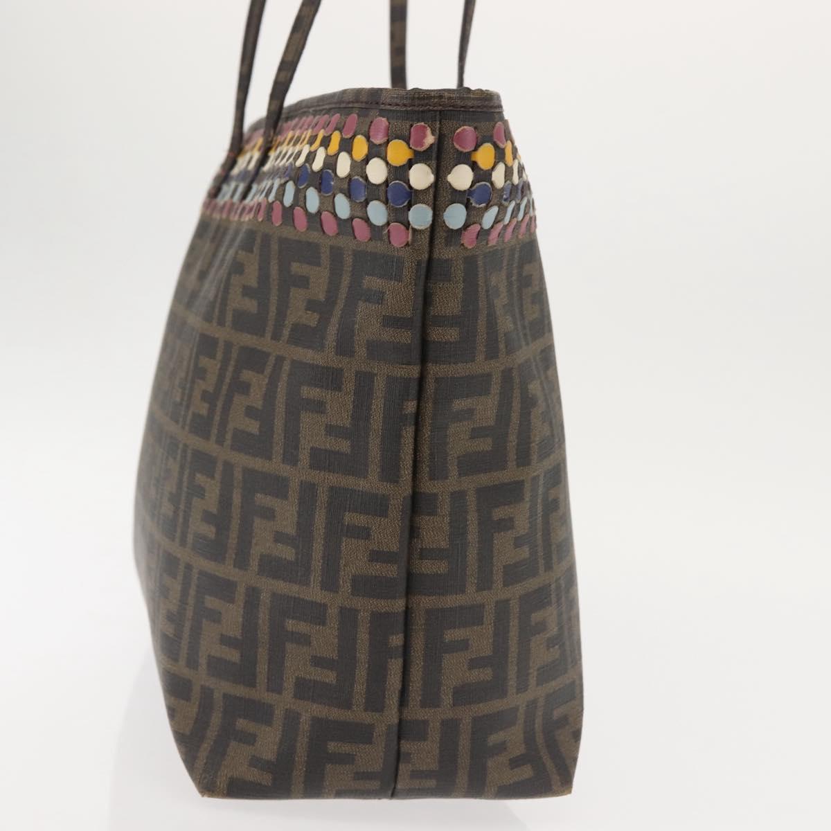 FENDI Zucca Canvas Tote Bag Black Brown Auth 144917