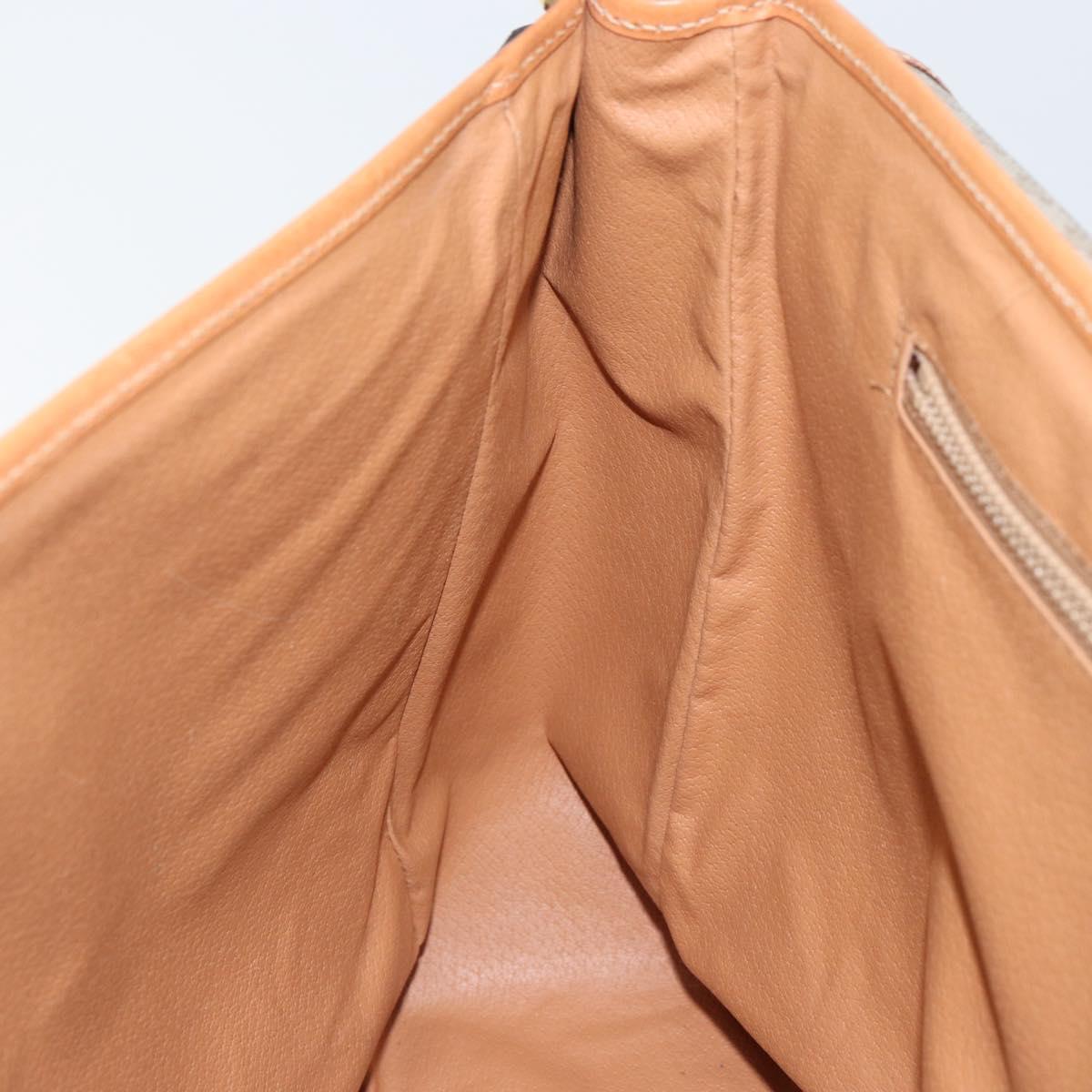 CELINE Macadam Canvas Shoulder Bag PVC Beige Gold Auth 144918