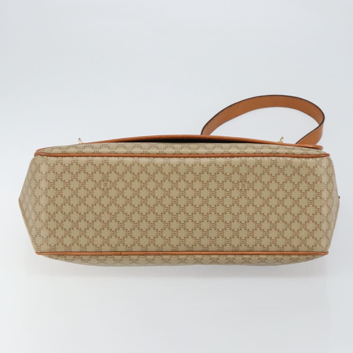 CELINE Macadam Canvas Shoulder Bag PVC Beige Gold Auth 144918