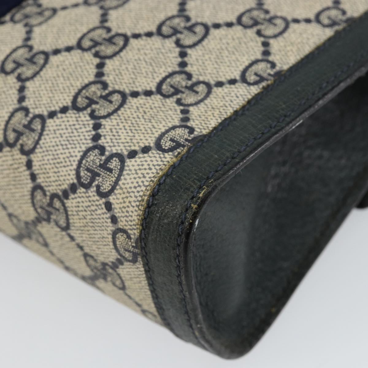 GUCCI GG Supreme Sherry Line Clutch Bag PVC Navy Red 89 01 006 Auth 144919