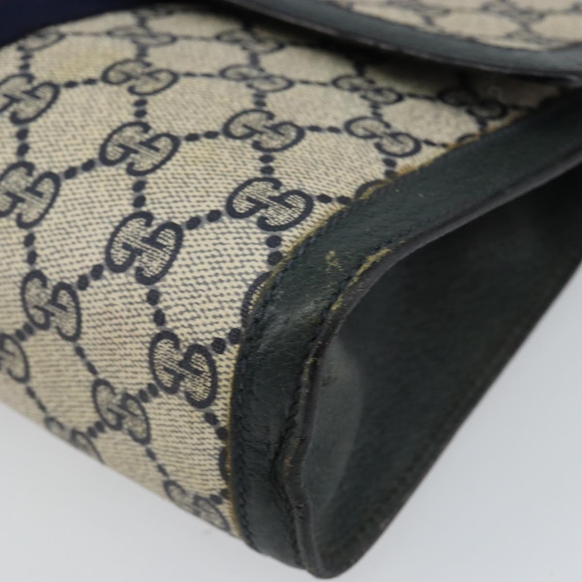 GUCCI GG Supreme Sherry Line Clutch Bag PVC Navy Red 89 01 006 Auth 144919