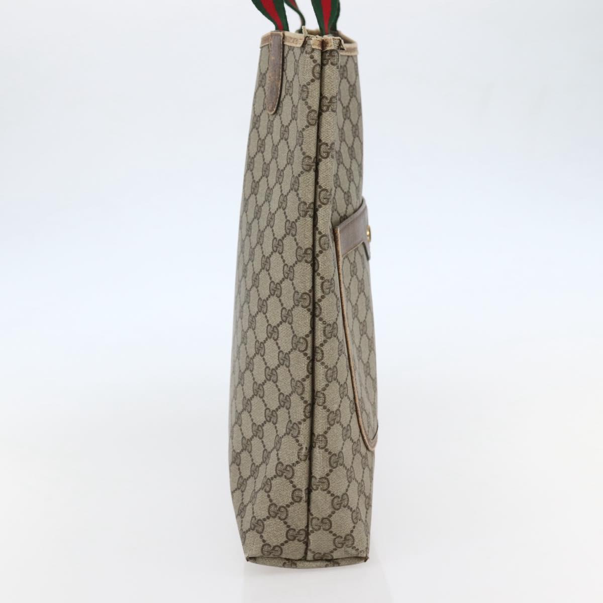 GUCCI GG Supreme Web Sherry Line Tote Bag PVC Beige Gold 39 02 003 Auth 144920