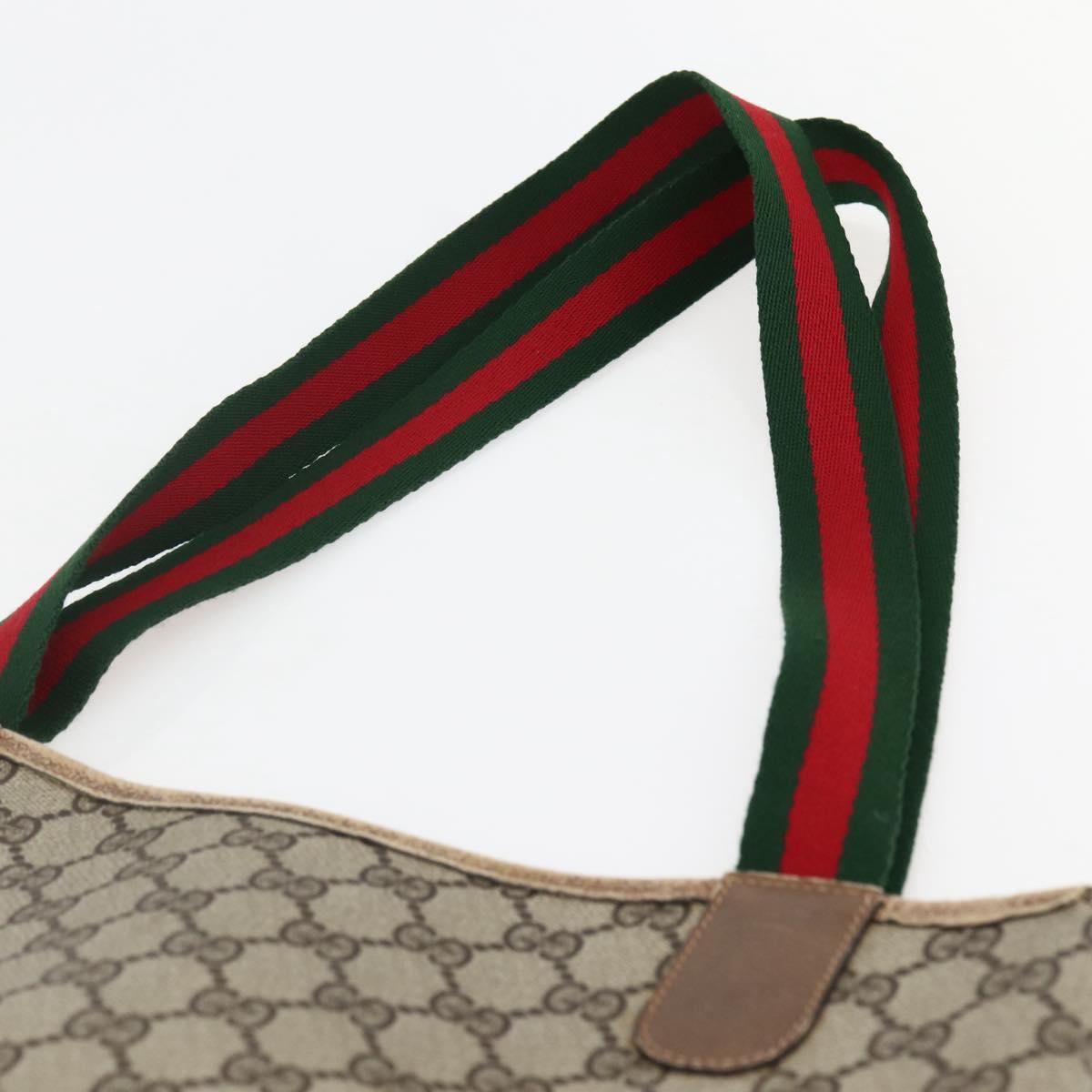 GUCCI GG Supreme Web Sherry Line Tote Bag PVC Beige Gold 39 02 003 Auth 144920