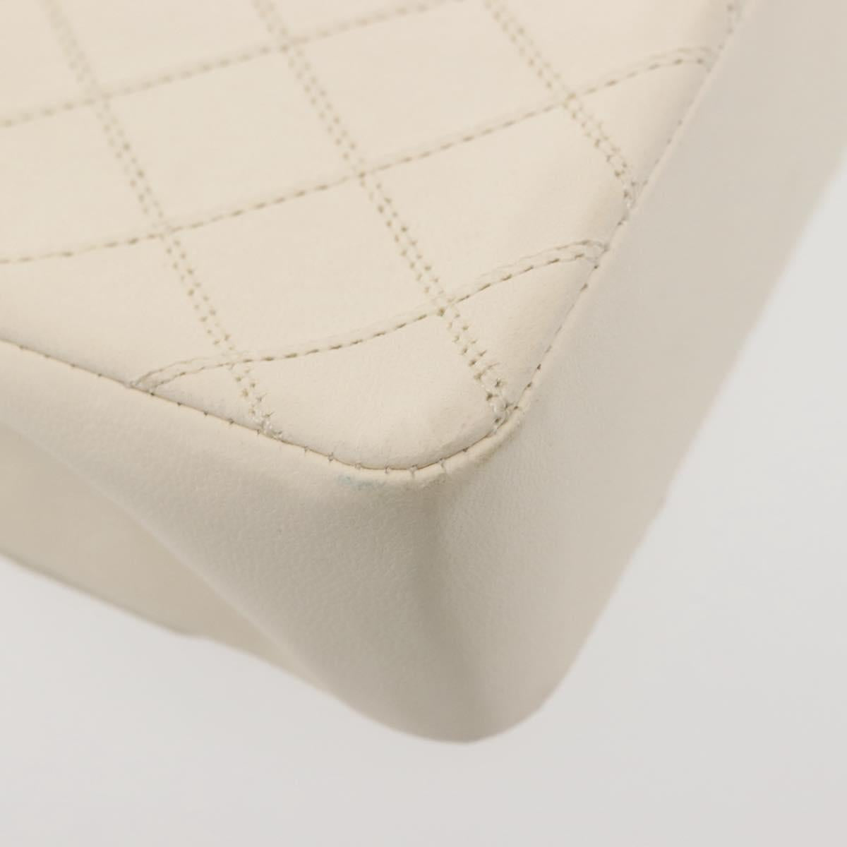 CHANEL Chain Bicolore Shoulder Bag Lamb Skin White Gold CC Auth 144923