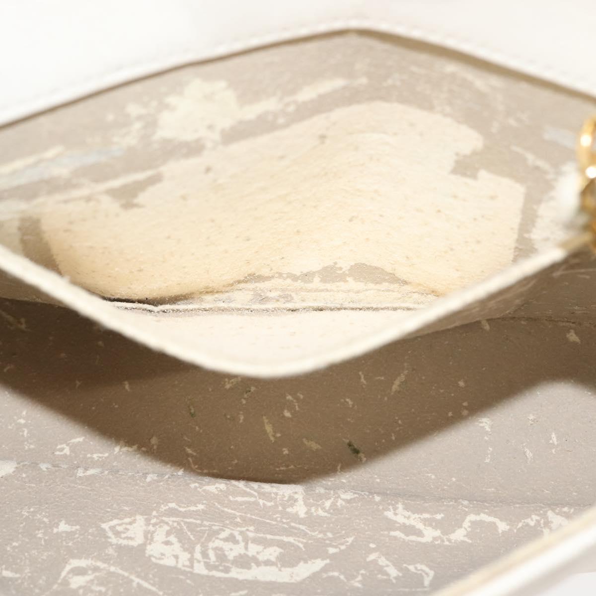 CHANEL Chain Bicolore Shoulder Bag Lamb Skin White Gold CC Auth 144923