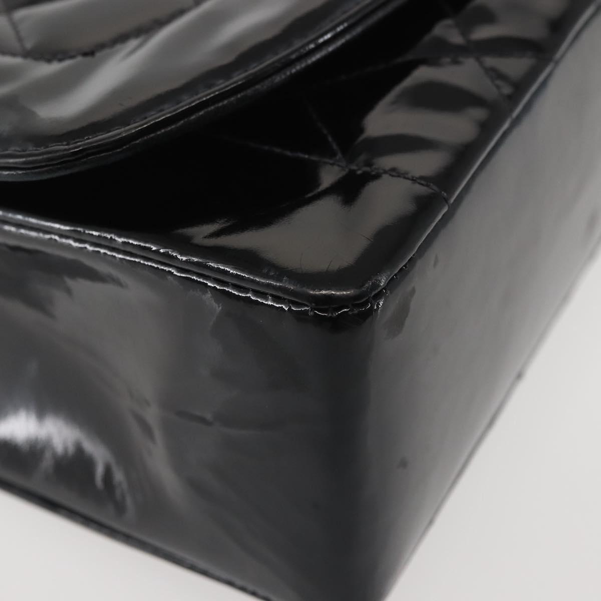 CHANEL Chain Diana Shoulder Bag Patent leather Black Gold CC Auth 144924