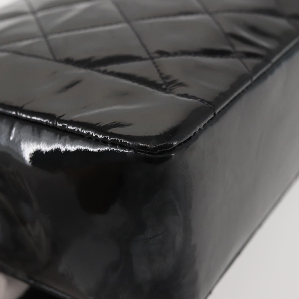 CHANEL Chain Diana Shoulder Bag Patent leather Black Gold CC Auth 144924