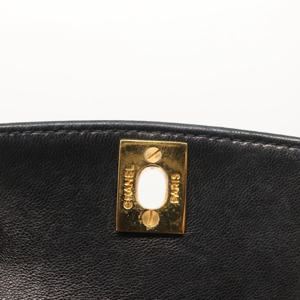 CHANEL Chain Diana Shoulder Bag Patent leather Black Gold CC Auth 144924
