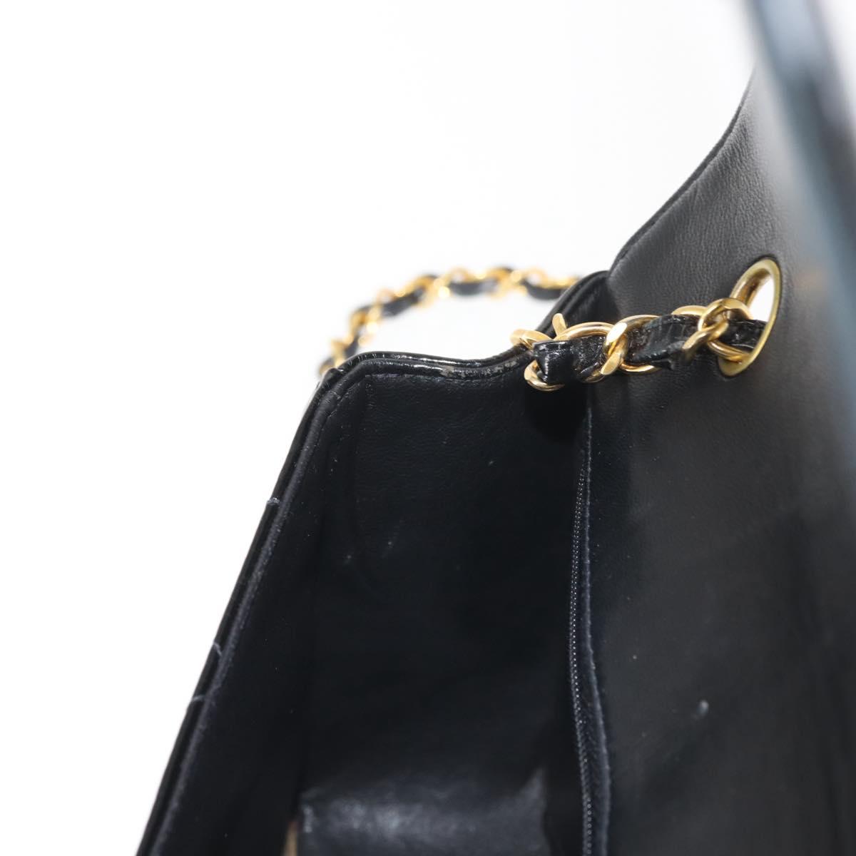 CHANEL Chain Diana Shoulder Bag Patent leather Black Gold CC Auth 144924