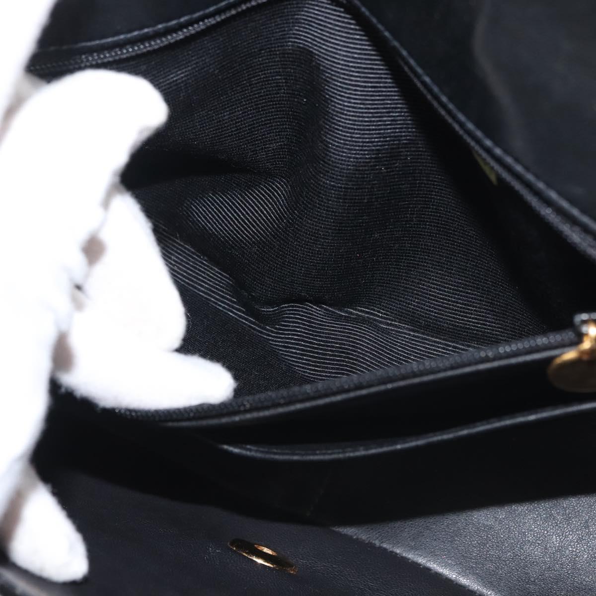 CHANEL Chain Diana Shoulder Bag Patent leather Black Gold CC Auth 144924