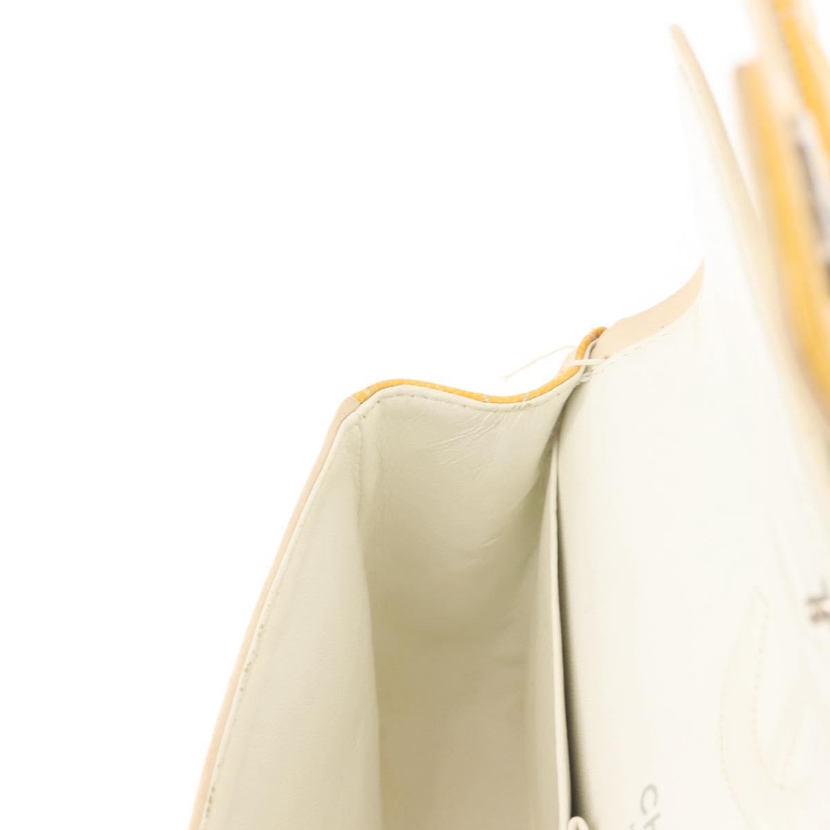 CHANEL Chain Matelasse25 Bag Patent leather Yellow Silver CC Auth 144925