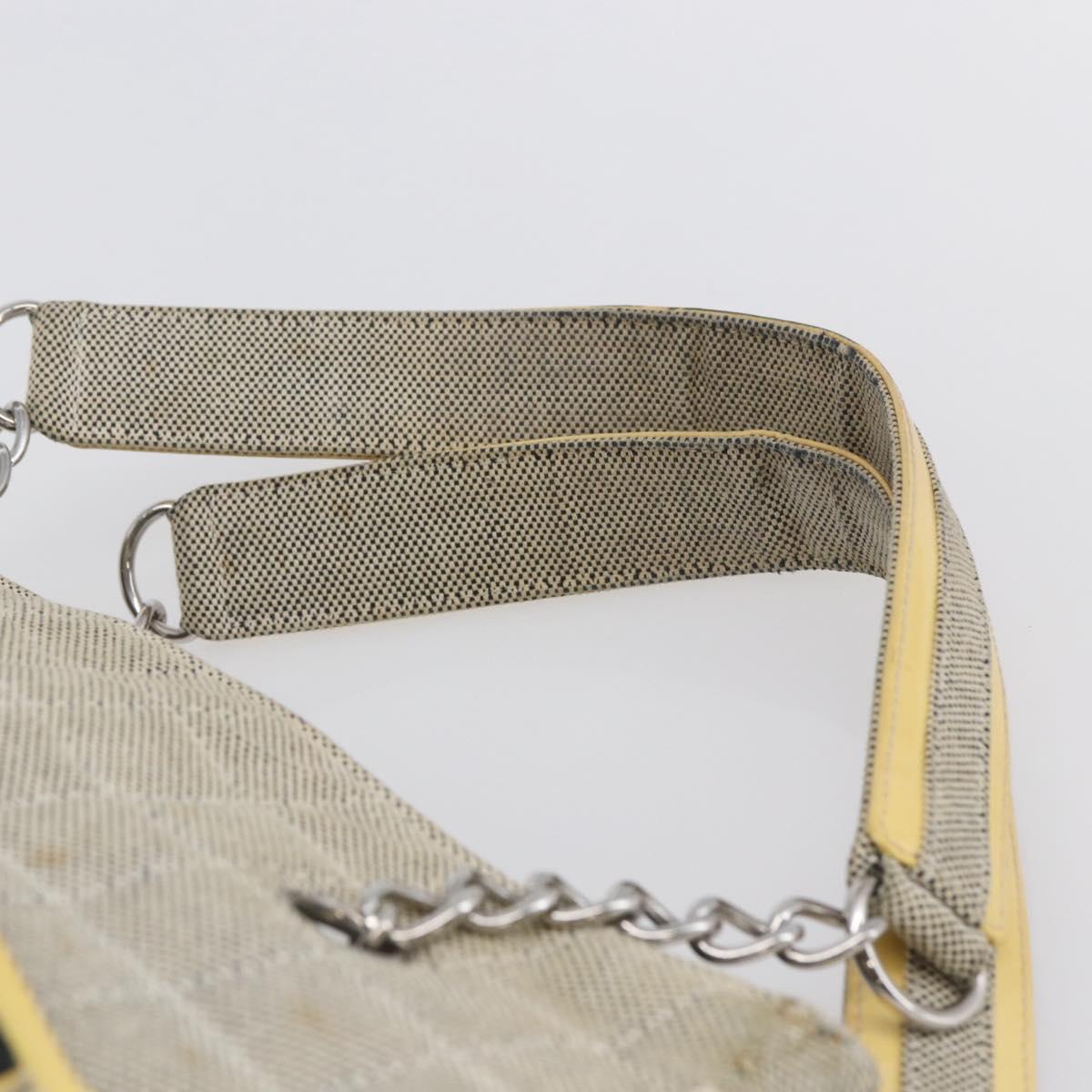 CHANEL Choco Bar Camelia Tote Bag Canvas Gray Silver CC Auth 144927