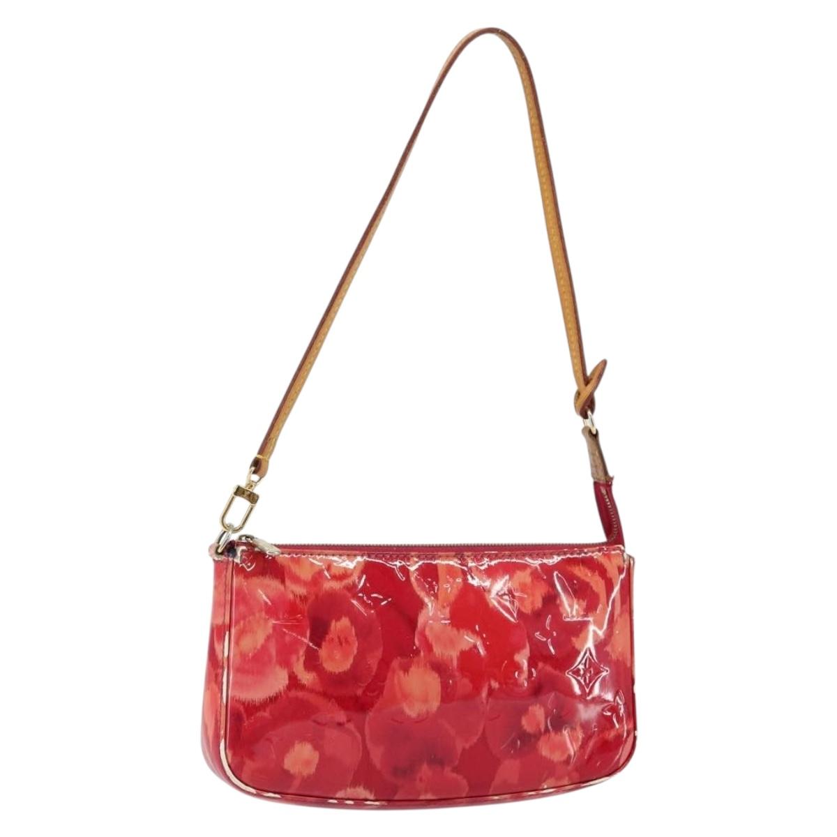 LOUIS VUITTON Vernis Ikat Pochette Accessoires Pouch Red Pink M90042 Auth 144929