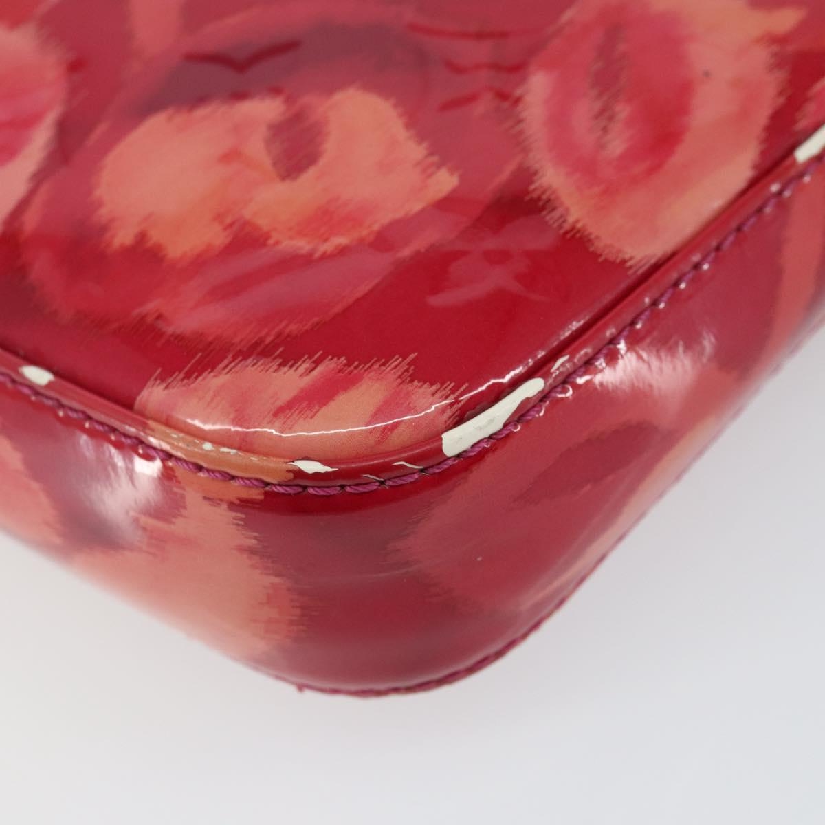 LOUIS VUITTON Vernis Ikat Pochette Accessoires Pouch Red Pink M90042 Auth 144929