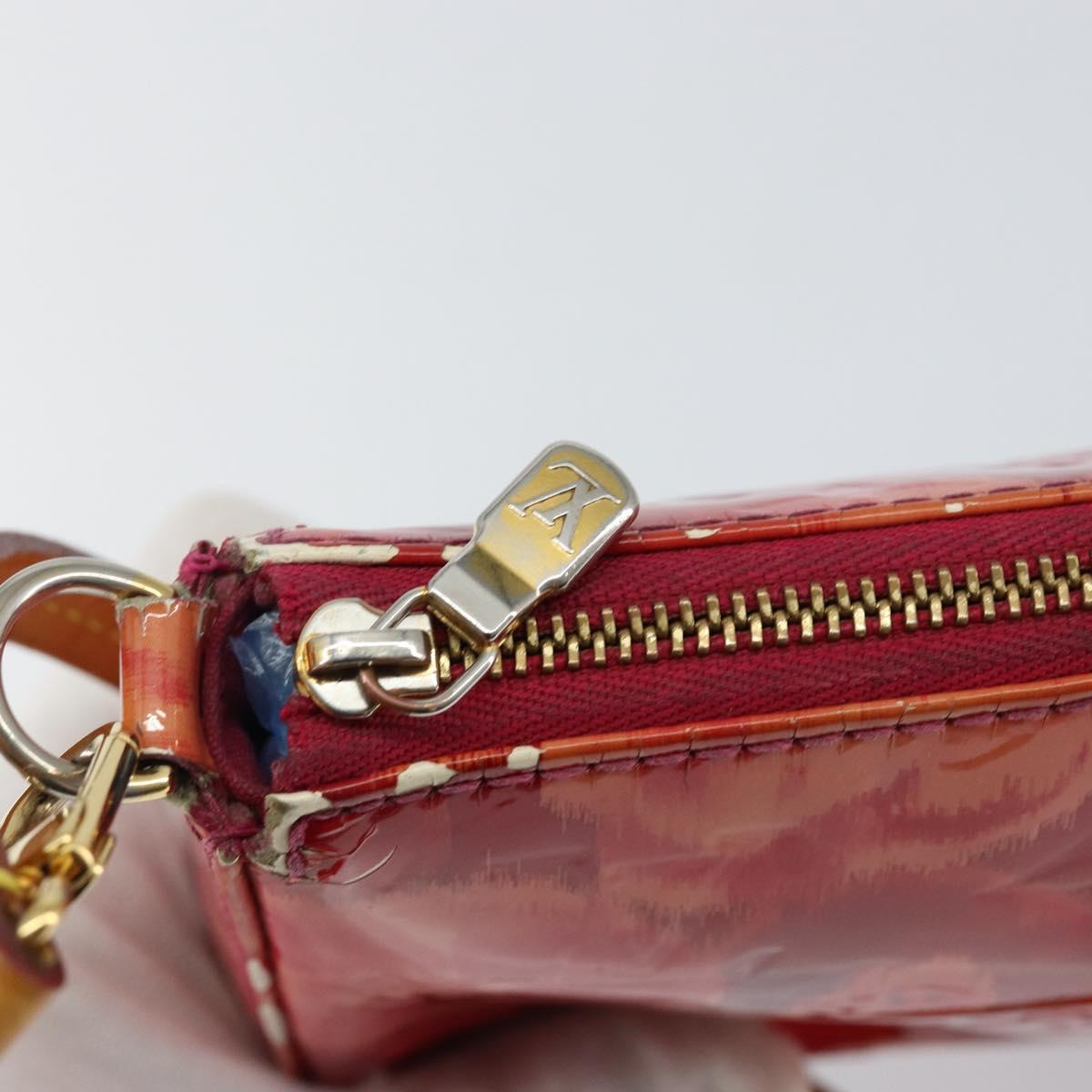 LOUIS VUITTON Vernis Ikat Pochette Accessoires Pouch Red Pink M90042 Auth 144929