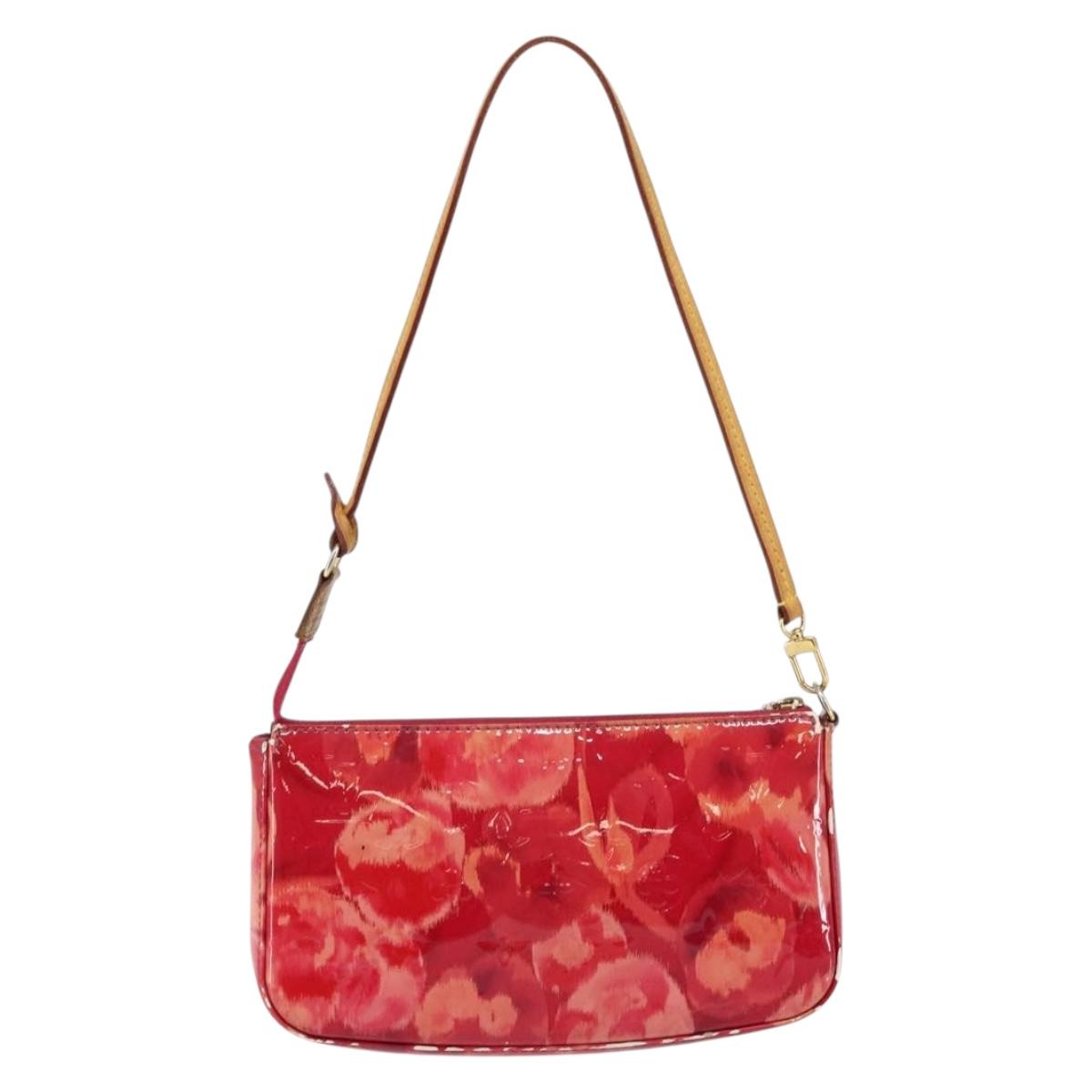 LOUIS VUITTON Vernis Ikat Pochette Accessoires Pouch Red Pink M90042 Auth 144929
