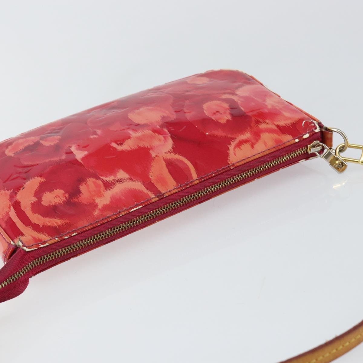 LOUIS VUITTON Vernis Ikat Pochette Accessoires Pouch Red Pink M90042 Auth 144929
