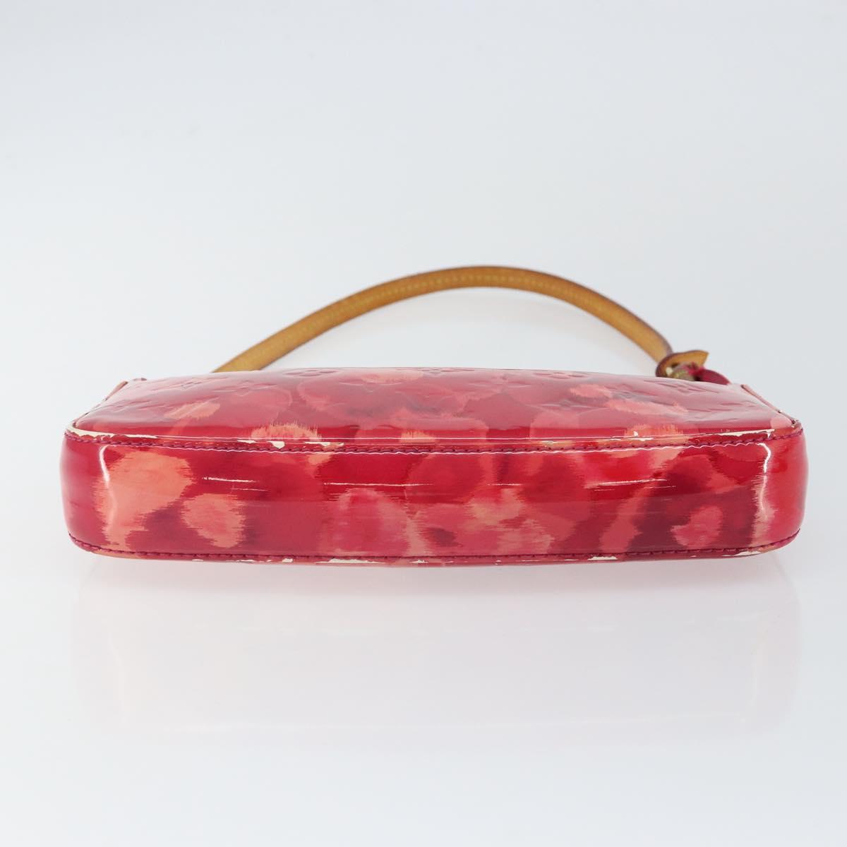 LOUIS VUITTON Vernis Ikat Pochette Accessoires Pouch Red Pink M90042 Auth 144929