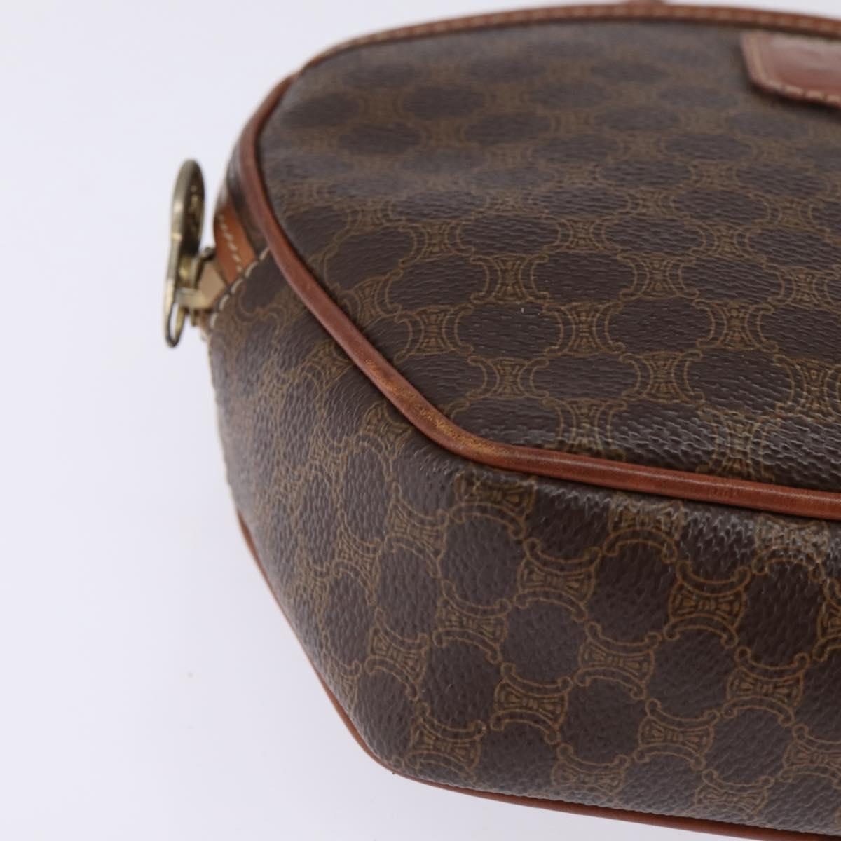 CELINE Macadam Canvas Shoulder Bag PVC Leather Brown Gold Auth 144936