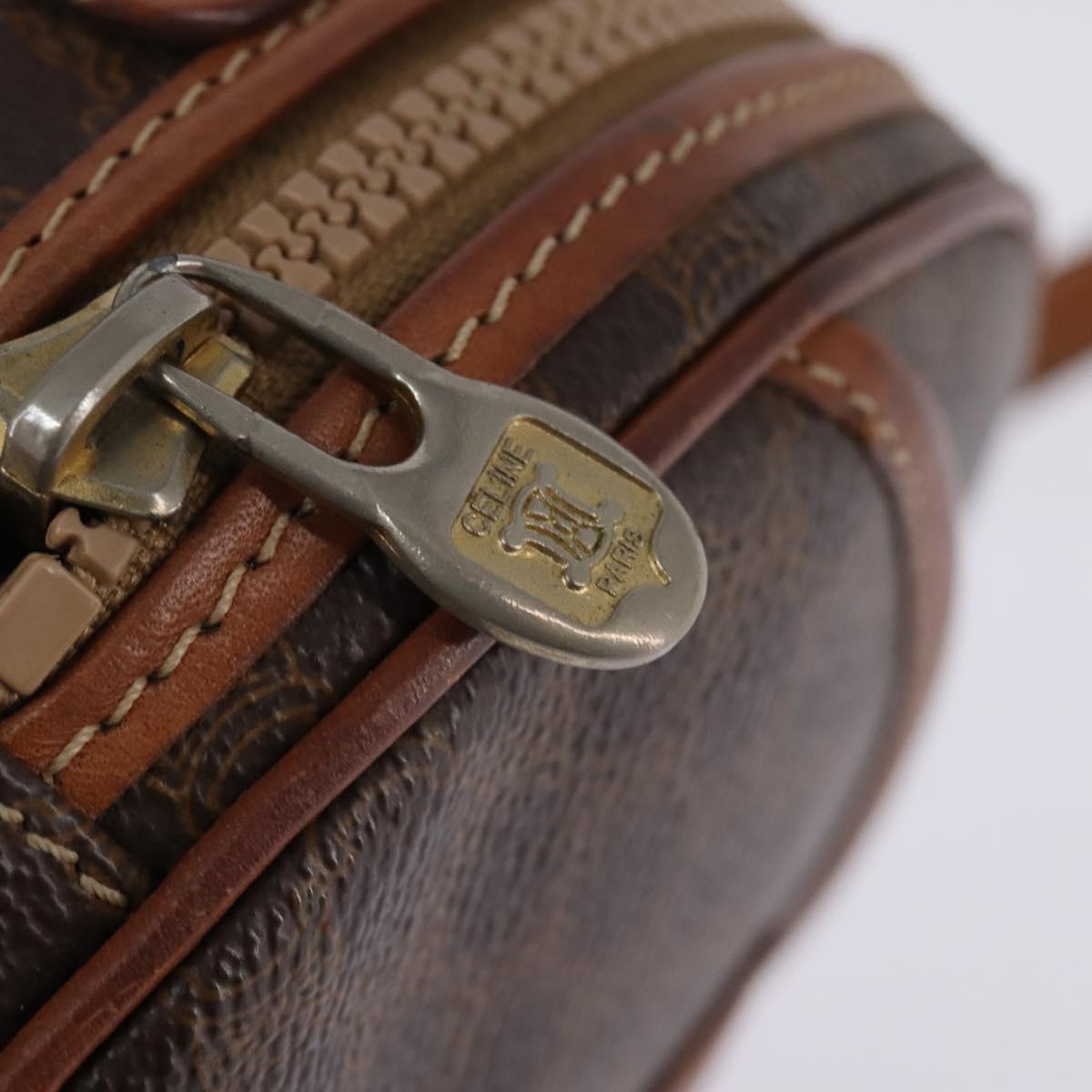 CELINE Macadam Canvas Shoulder Bag PVC Leather Brown Gold Auth 144936